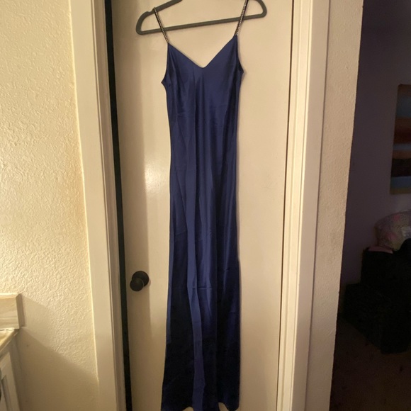 Dannijo Silk maxi slip dress NWT Sexy slit navy 365 retail sz XL - Picture 12 of 13